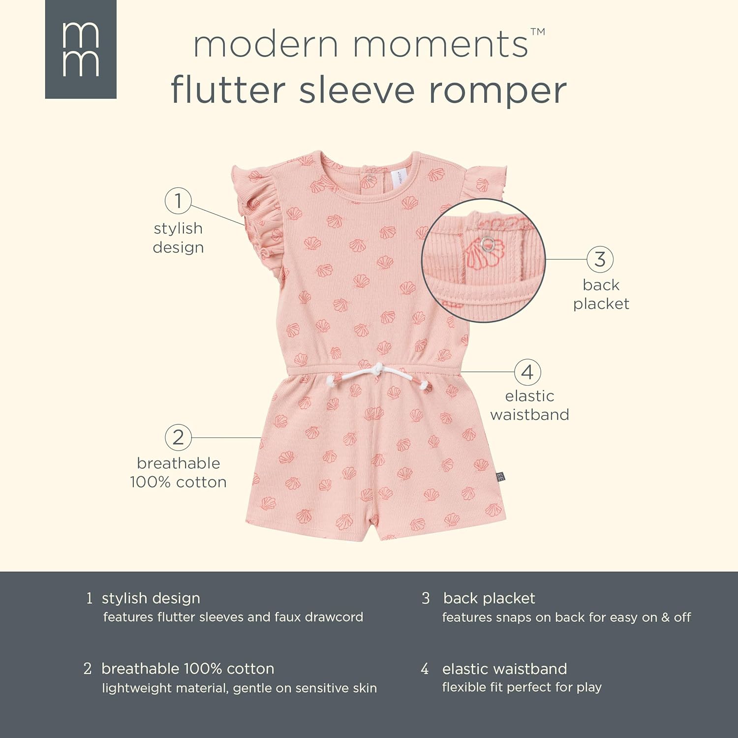 Modern Moments by Gerber baby-girls Flutter Sleeve Romper - Image 6