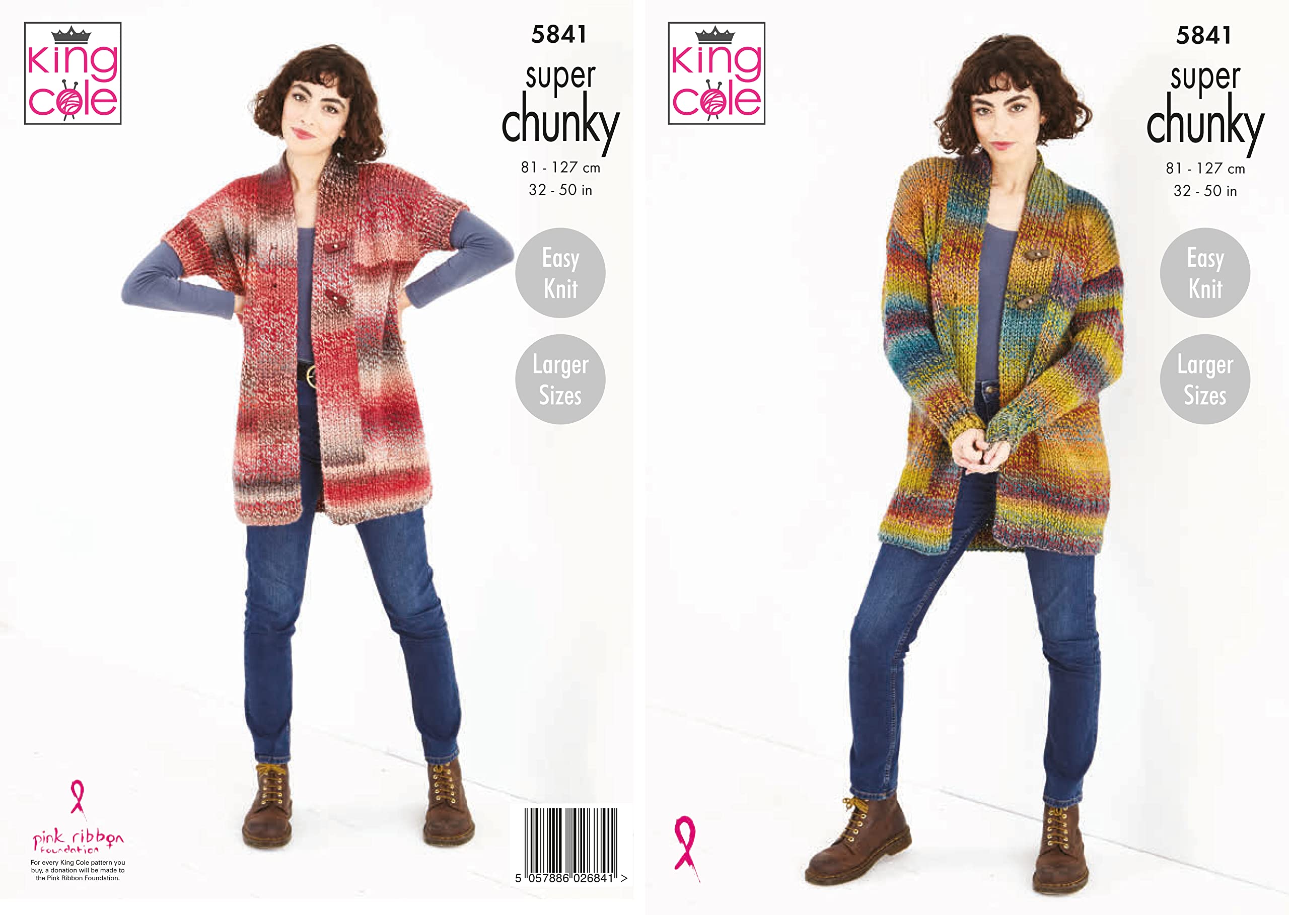 King Cole 5841 Knitting Pattern Womens Jacket and Waistcoat in Explorer Super Chunky, Multi