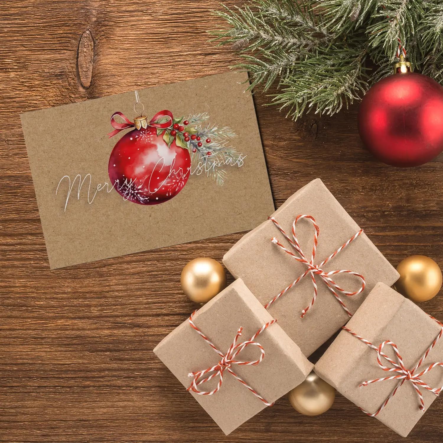 Lot de 30 cartes de Noël élégantes - 12 x 18 cm - Avec enveloppe - Pour entreprises - Carte de vœux pour Noël - Merry Christmas