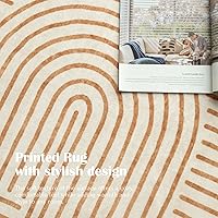 Vista 7 de Washable Area Rug 5x7 - Boho Living Room Rug Soft Bedroom Rug Ultra-Thin Orange Modern Abstract Rainbow Dining Room Rugs Indoor Carpet for Living