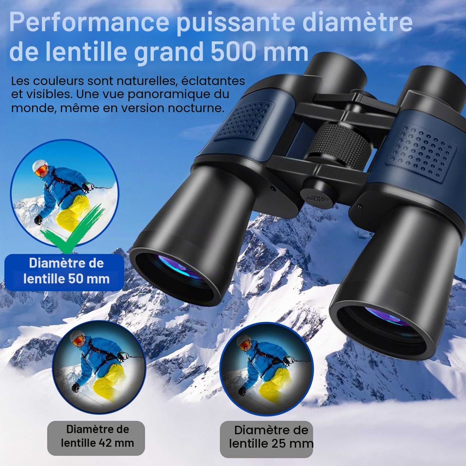 Jumelles 20x50 Adultes Vision Nocturne BAK4 Prism FMC HD Compactes Étanches avec Adaptateur Smartphone