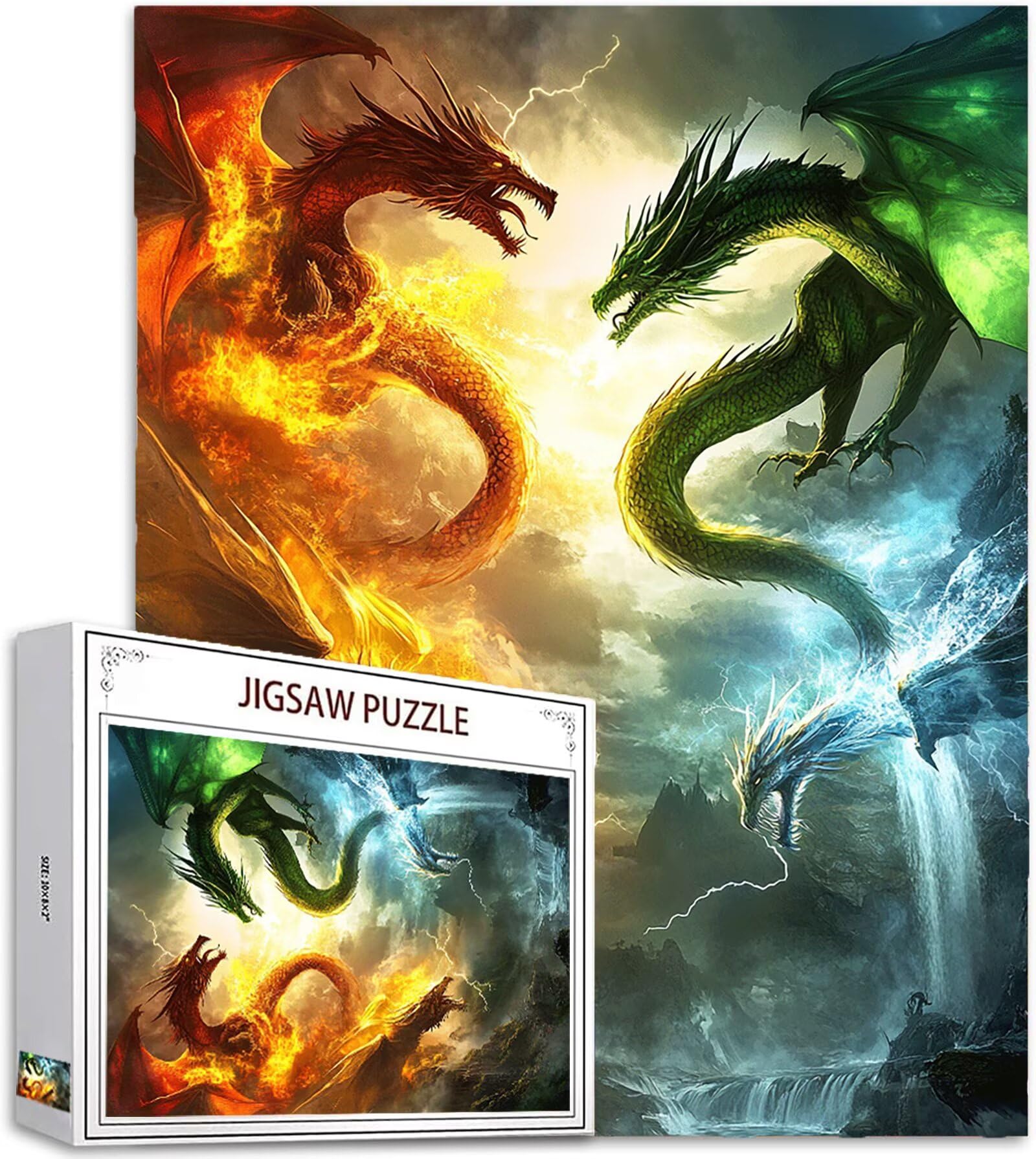 Traum Puzzle 2000 Teile Erwachsene, Groß Puzzle Drachen Poster Design, Holz Jigsaw Kreativ Set für Erwachsene Teile mit Geschenkbox Verpackung for Wanddeko Wohnzimmer, Geschenke, 100x70cm, Model674