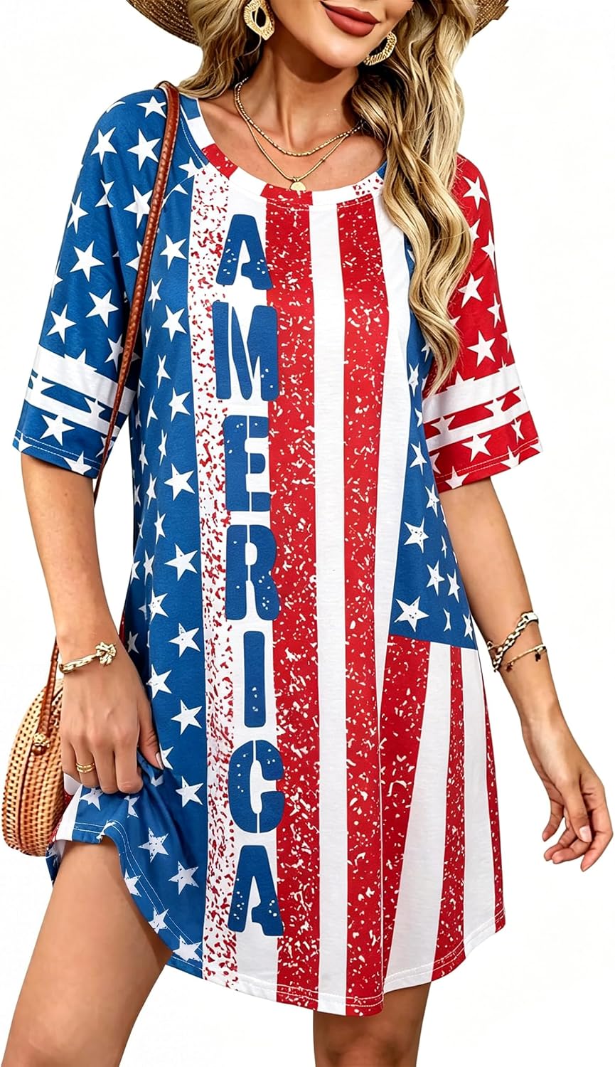 VILOVE 4th of July Dresses for Women American Flag Dress 250 Years Anniversary USA Patriotic Casual Dresses