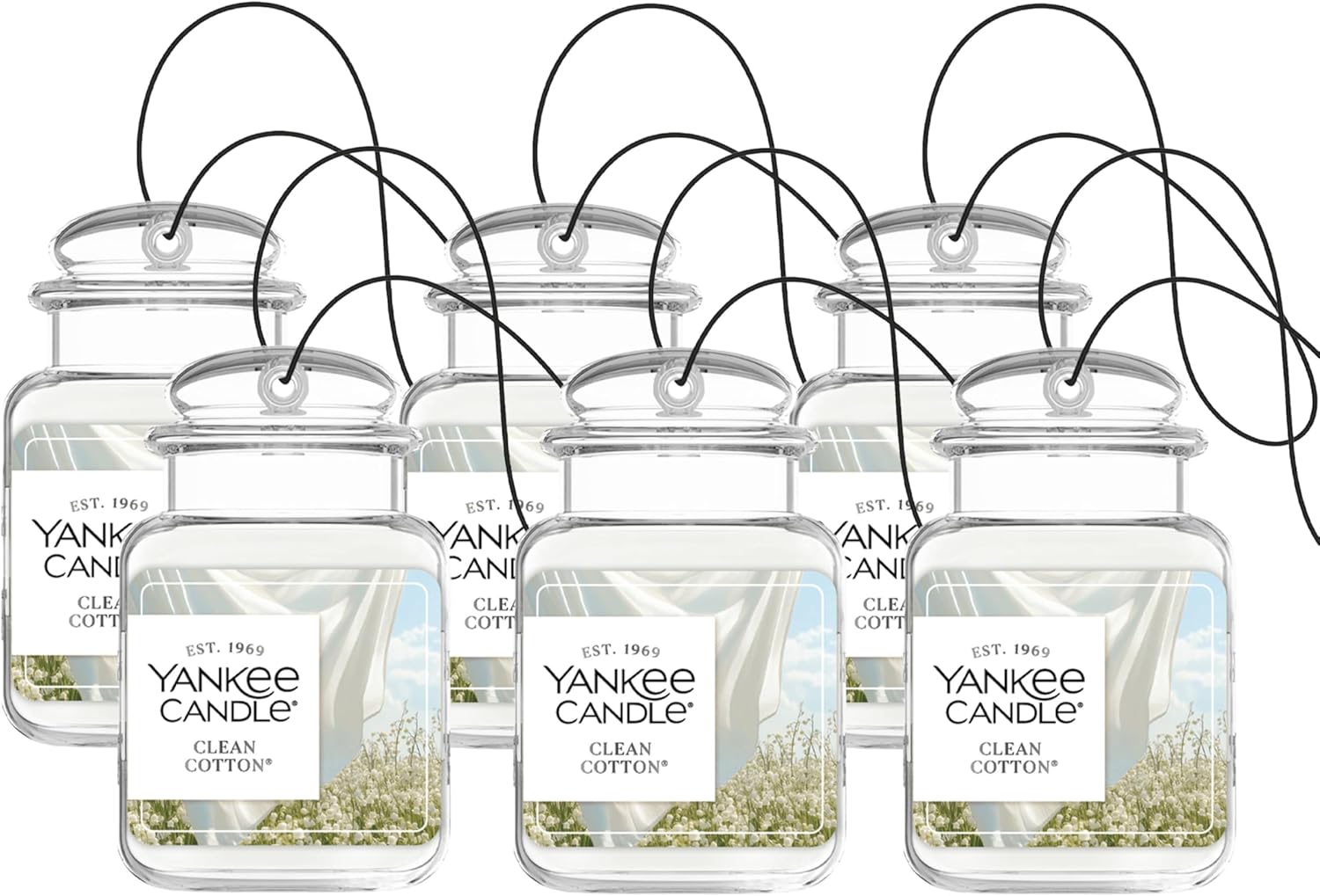 Yankee Candle Car Jar, Clean Cotton (Pack of 6)