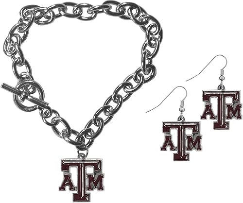 Siskiyou Sports NCAA unisex-adult Chain Bracelet and Dangle Earring Set
