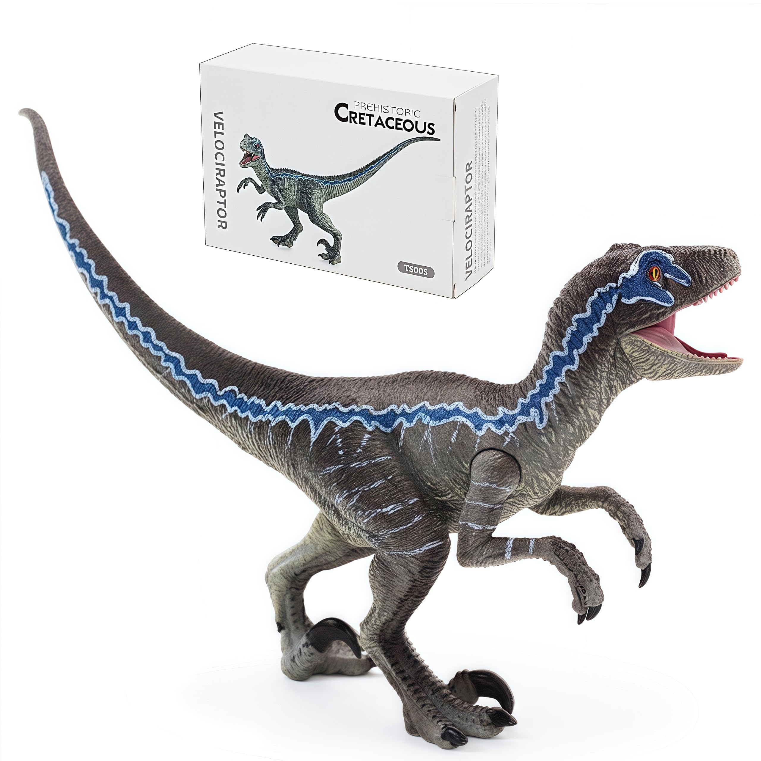 Gemini&Genius Velociraptor Dinosaur Toy for Kids, Raptor Dinosaur Toy Figure with Moveable Jaw and Hands, Realistic and Solid Velociraptor Gift Box, Play, Display, Collection for Kids and Dino Lovers