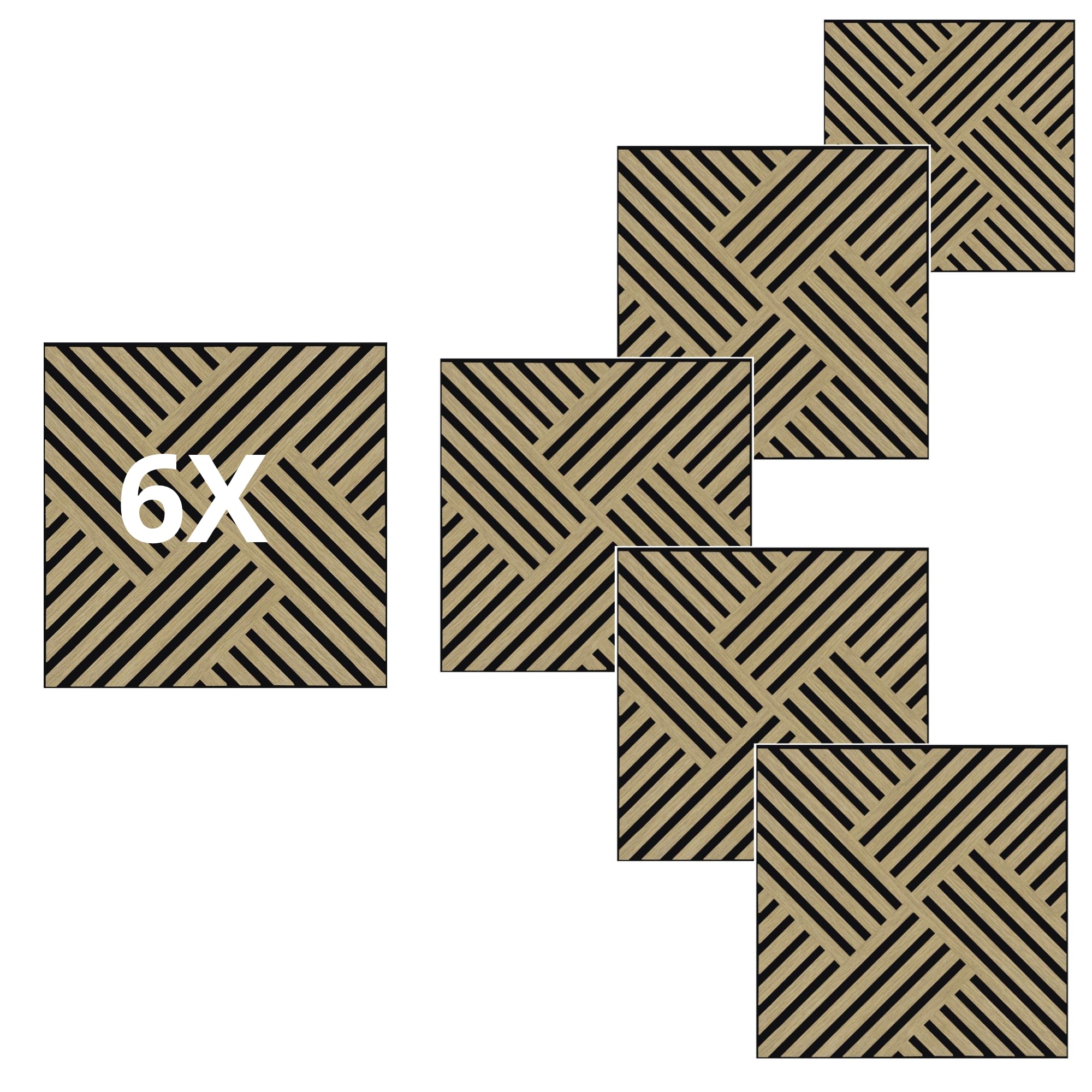 Juego de 6 paneles de pared de plástico con efecto de láminas, revestimiento de pared, techo, interior y exterior, 60 x 60 cm, encastre lateral, recortables, rígidos, decorativos, marrón, madera y