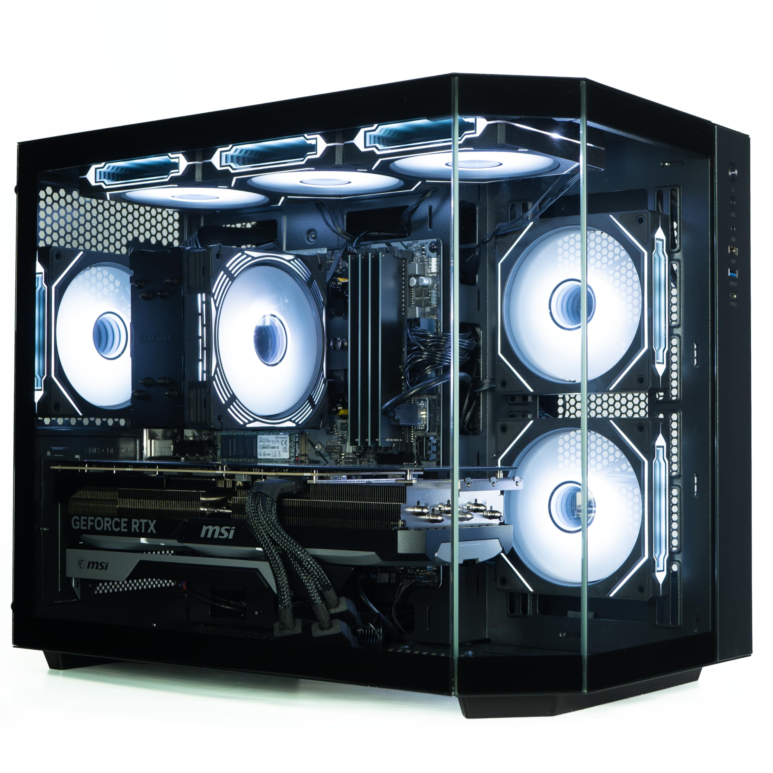 ionz Gaming PC - Desktop Computer, Ryzen 7 5800X, NVIDIA RTX 5060 Ti, 16GB RAM, 120mm AIO Liquid Cooler, 1TB NVMe SSD, 600W 80+ PSU, WiFi, Windows 11, Apex Black — view 16