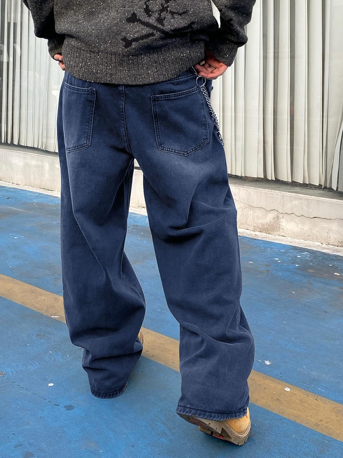 Men's Baggy Hip Hop Jeans Wide Leg Skater Denim Pants Casual Loose Fit Long Trousers Streetwear - Image 5