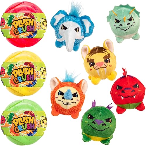 Plush Crush - Serie 4 - Bola de rompecabezas (paquete de 3), juguete de peluche coleccionable sorpresa de personaje con bola, bolsa ciega de Scentco