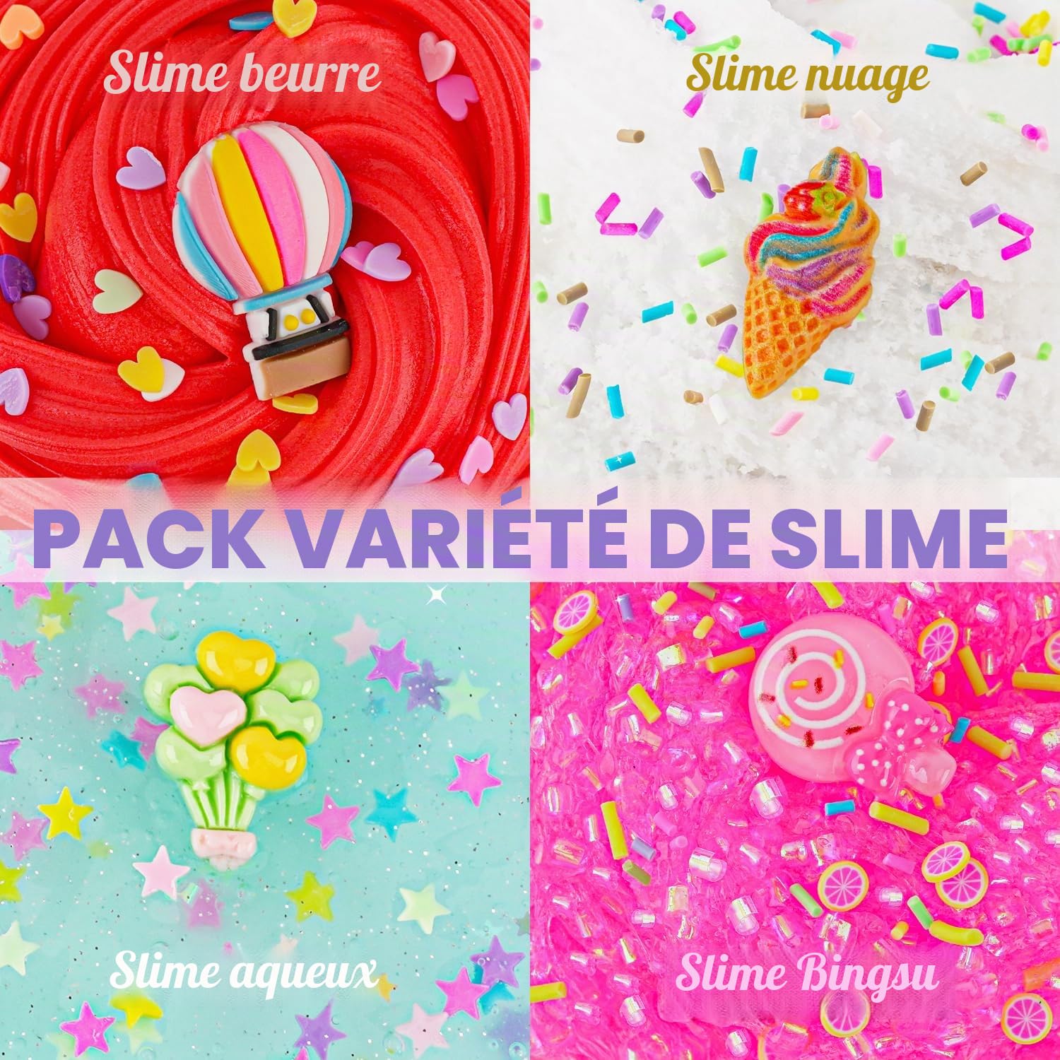 Pack de slimes variés avec différentes textures, kit de 8 x 100ml slimes incluant nuage, transparent, beurre, cadeaux de fête slimes pour enfants, anniversaire Pâques Halloween cadeau pour garçons et