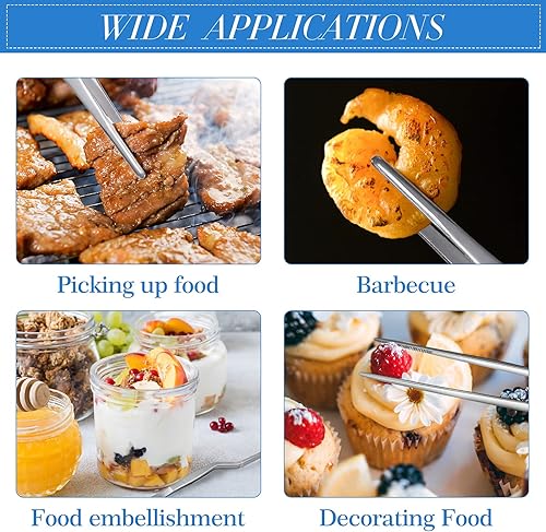 Miniatura 3 de Chumia Pinzas de acero inoxidable de 3 piezas, pinzas de cocina de precisión para chapado, manipulación de alimentos y decoración de pasteles