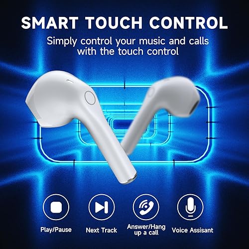Miniatura 4 de 1 Hora Auriculares inalámbricos Bluetooth 5.3 con graves profundos, sonido premium con estuche de carga de micrófono para iPhone, tablet, Android,