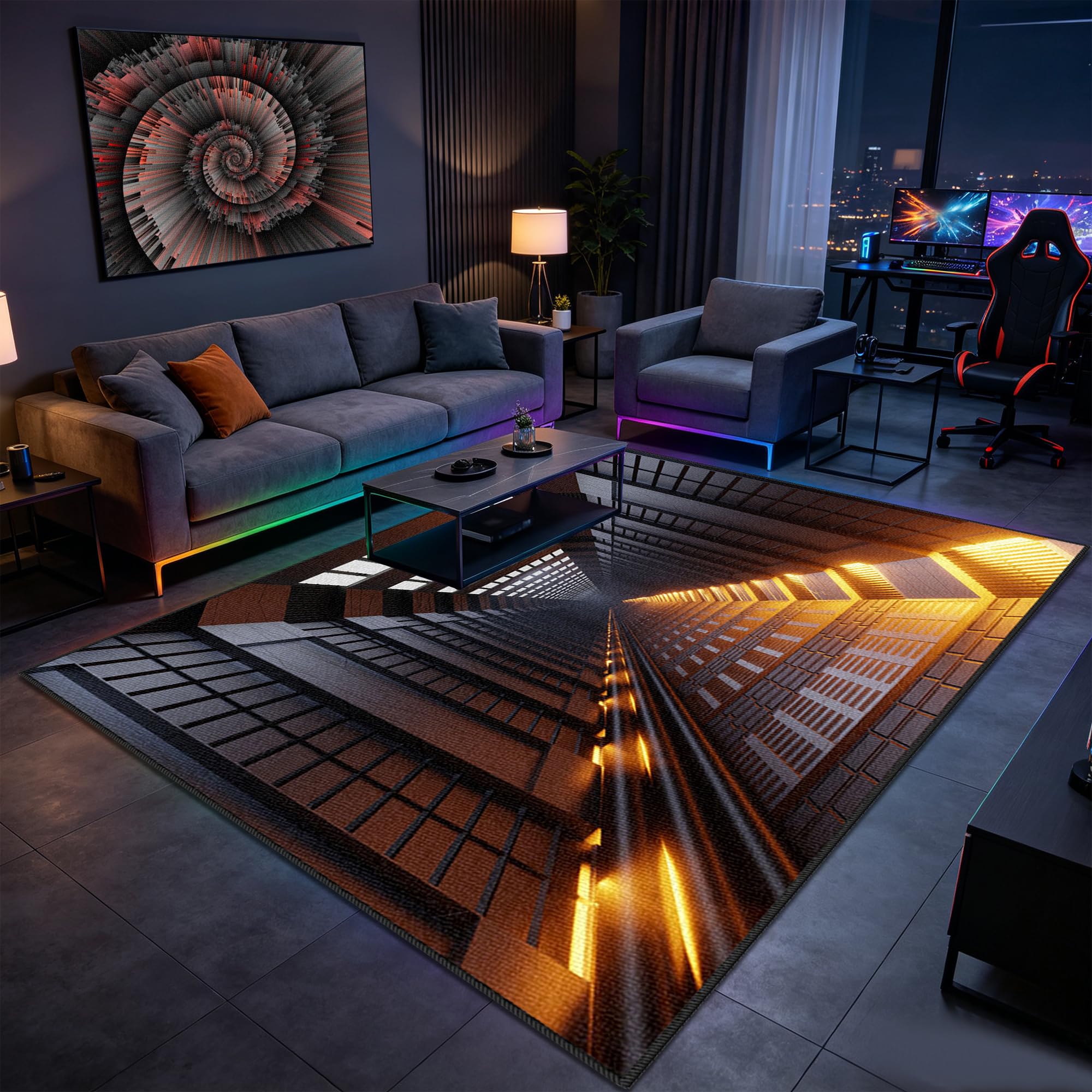 Tapis chambre gaming doux et grand tapis décoratif pour salon moderne