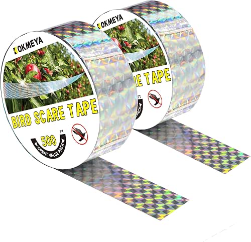 Bird Scare Tapes 500FT*2 Reflective Flash Tape for Birds, Bird