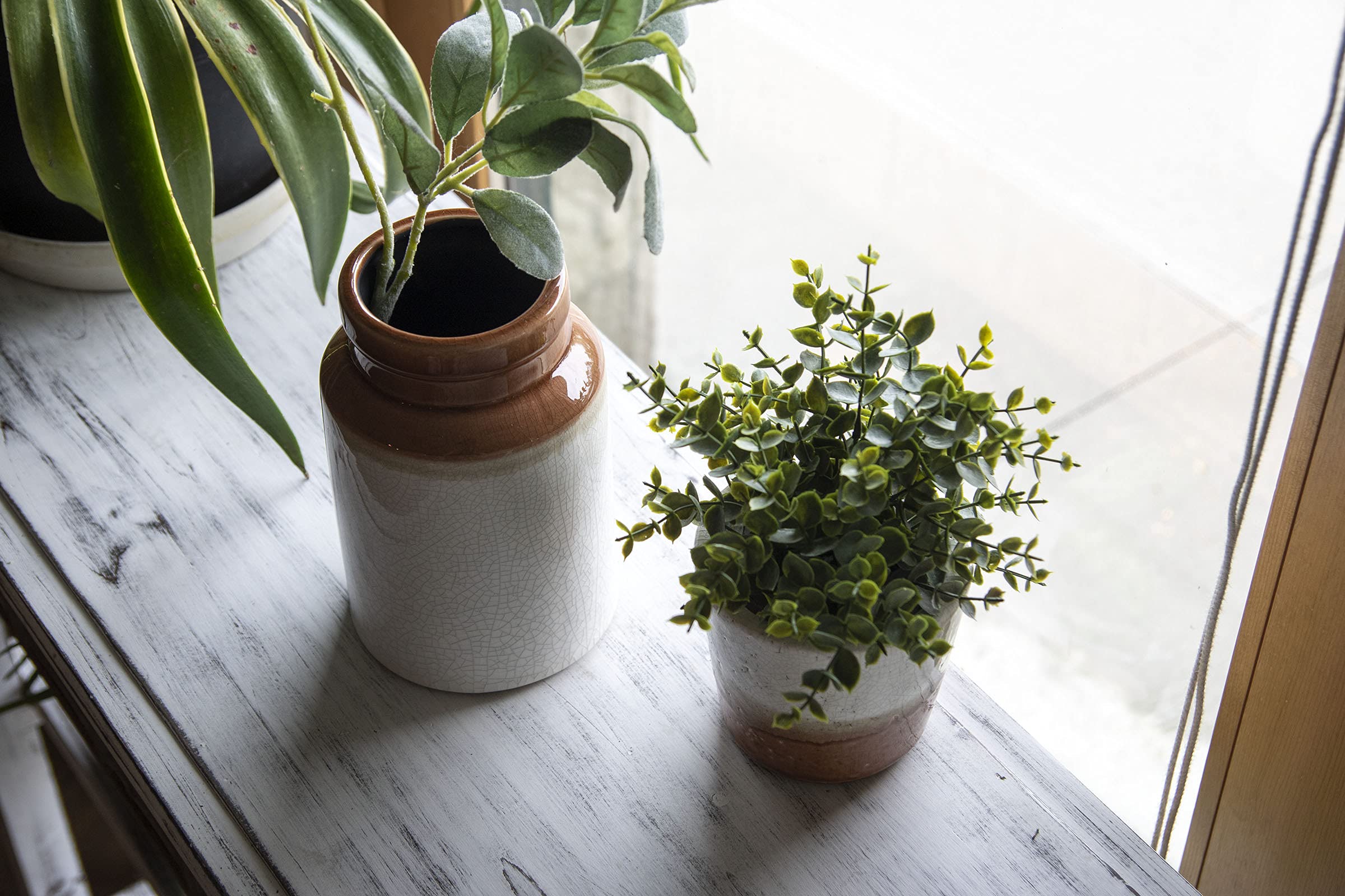 陶器製花瓶 白と茶色 Amazon.co.jp: Foreside Home & Garden 白と茶色のひび模様