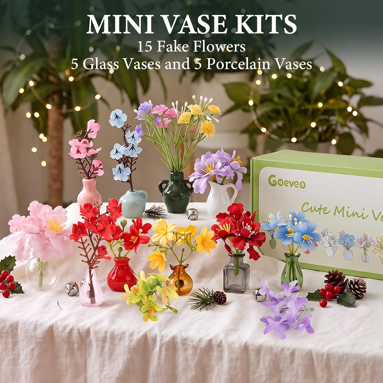 10 Pcs Mini Vase Magnets for Fridge, Cute Fridge Magnets with 15 Flowers image 5