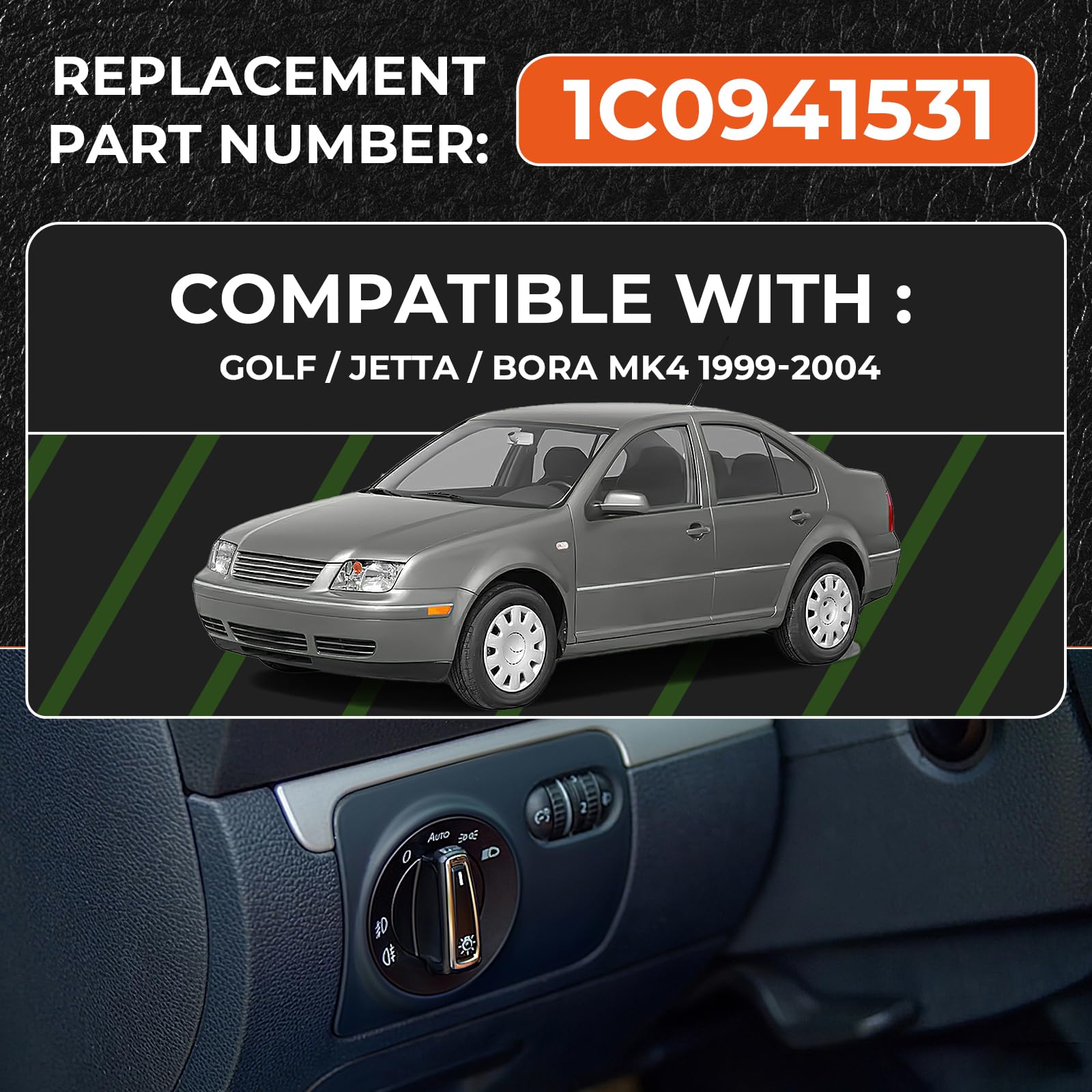 Scheinwerferschalter Mit Lichtsensormodul für VW GOLF 4 BORA Jetta PASSAT POLO, Scheinwerfer Steuerschalter Automatischer Lichtschalter Lampenschalter 1C0941531A 3BD941531
