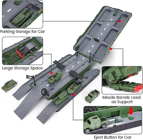 Miniatura 8 de GAOMON Juguetes de tanque militar para niños, tanque de juguete militar con 6 vehículos militares fundidos a presión, juego de vehículos militares