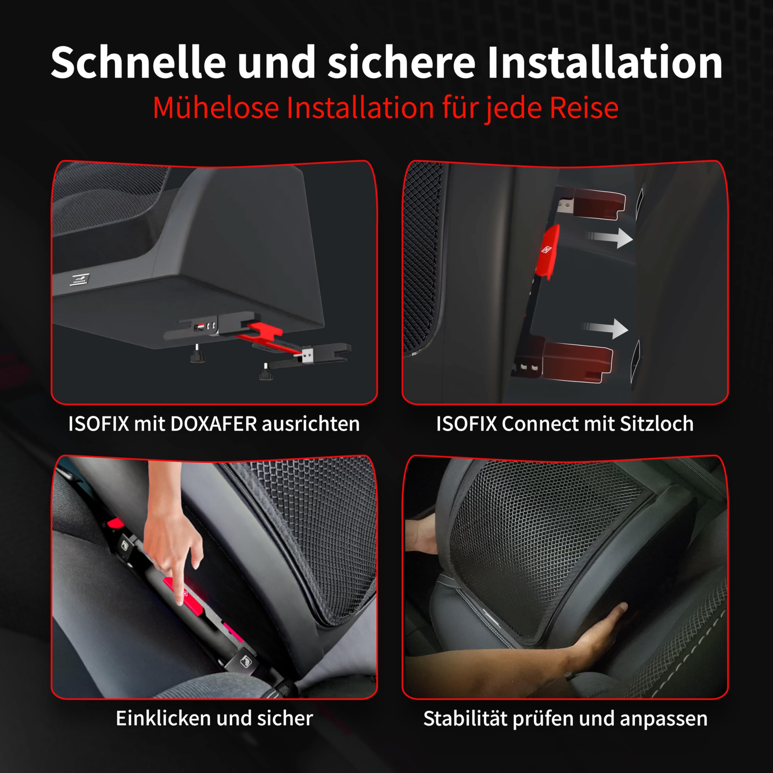 Isofix Cane Box per auto (nero, XXS)
