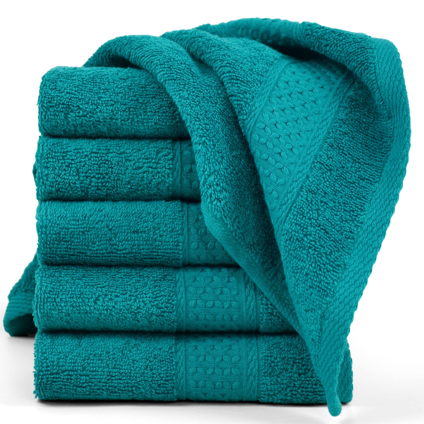 Cleanbear Wash Cloths Turquoise Washcloths for Face and Body Ultra Soft Washcloth for Sensitive Skins 6 Pack 13 by 13 Inches