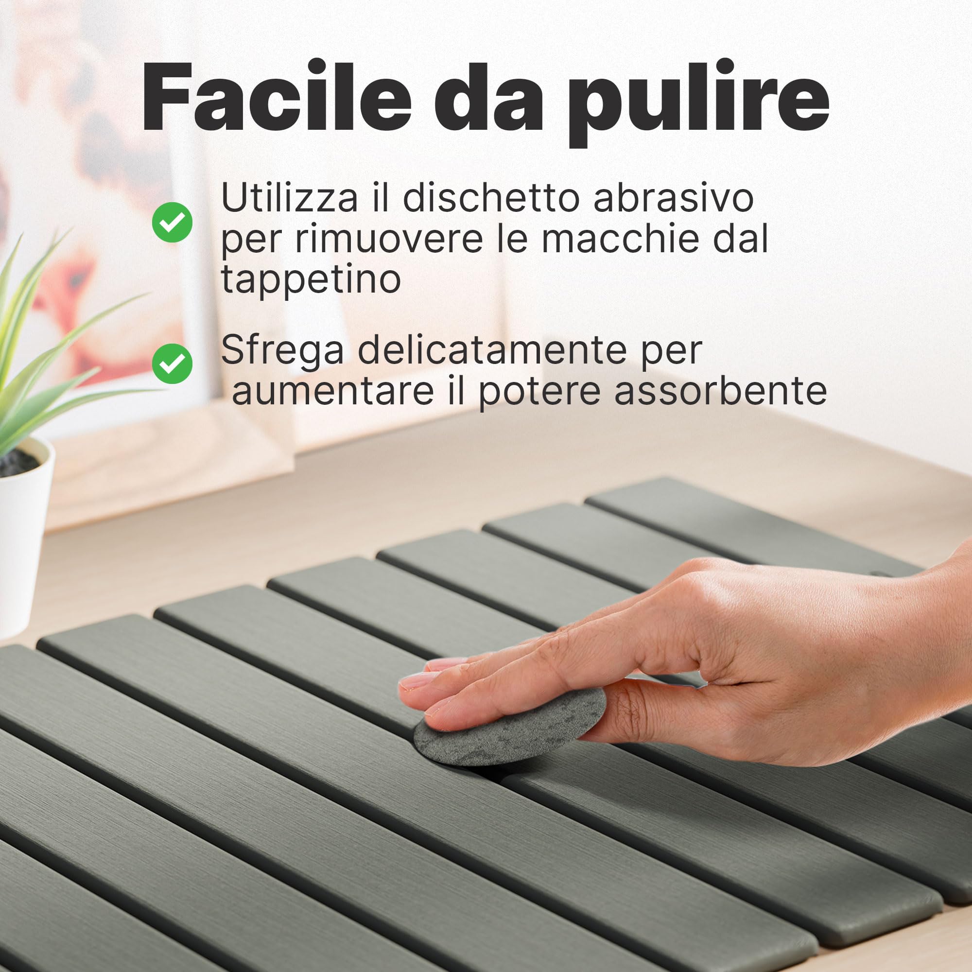 Minismus Tappeto Bagno Assorbente Arrotolabile in Diatomite 60x40cm Grigio Scuro - Tappeto Doccia Assorbente - Tappetino da Bagno in Pietra - Stone Bath Mat (Grigio Scuro)