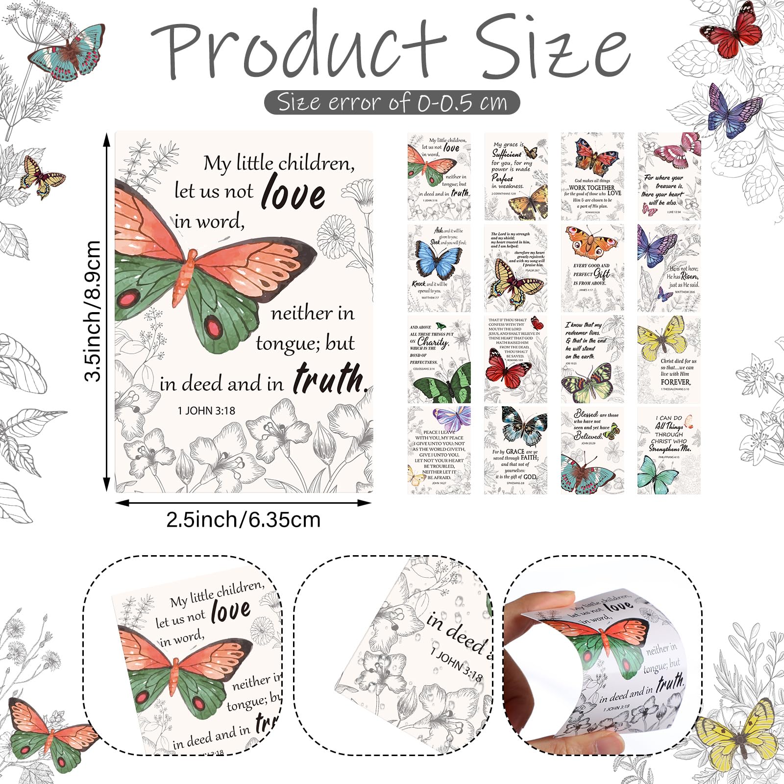 Skyygemm 160 tarjetas de mariposa de primavera a granel surtido de tarjetas religiosas de primavera con versículos bíblicos regalos cristianos inspiradores para oración de iglesia, escuela dominical,