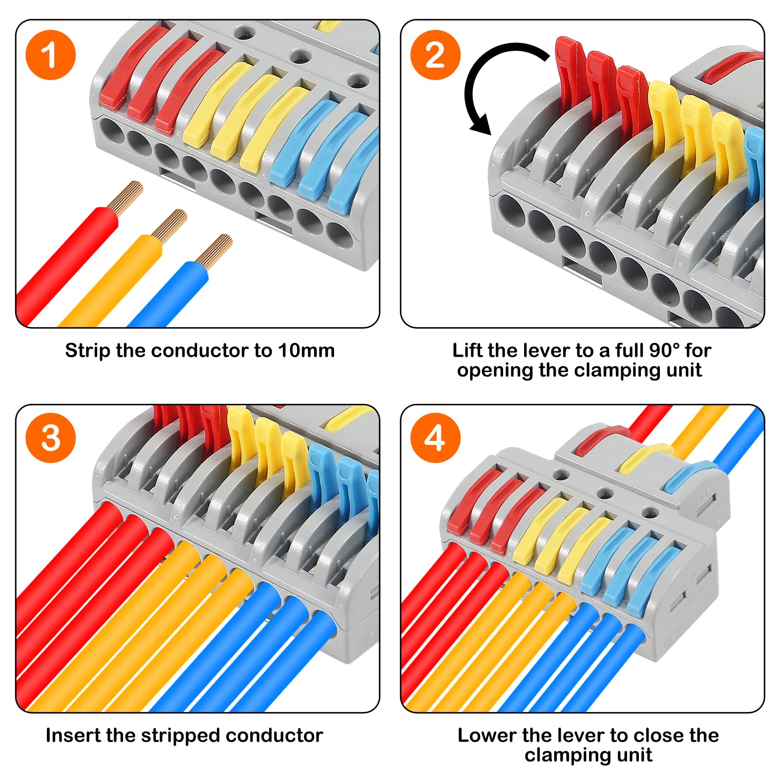 AITRIP 10 PCS Compact Wire Connectors, Lever Nut Electrical Wire Connectors, Compact Splicing Connectors - Image 3
