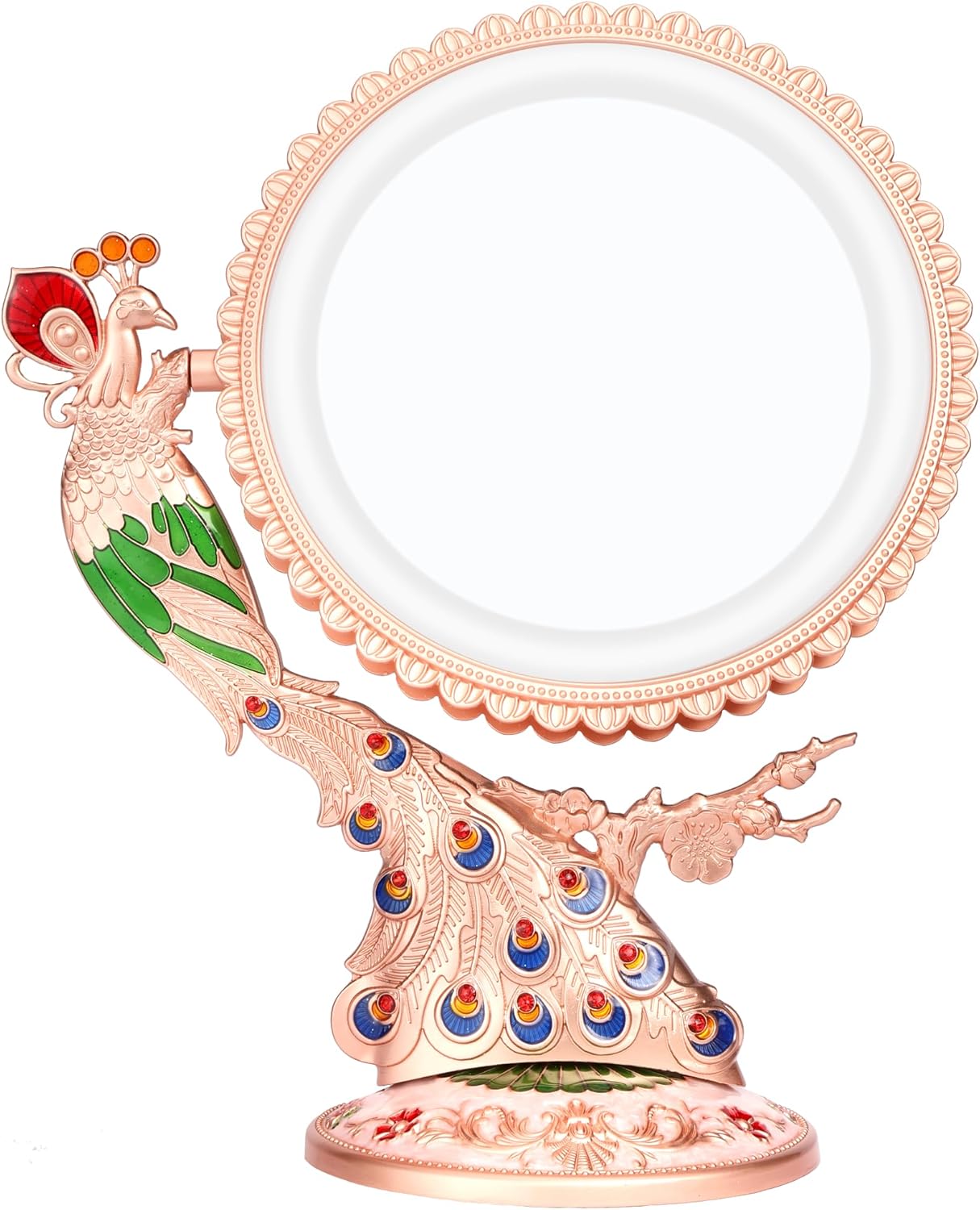 Makeup Mirror with Lights and 1X/7X Magnification, Phoenix Hand Crafted Baroque Style Vanity Mirror, Gifts for Women Her Anniversary Birthday Gifts for Women, Aethetic Home Decor (Rose Gold Phoenix)