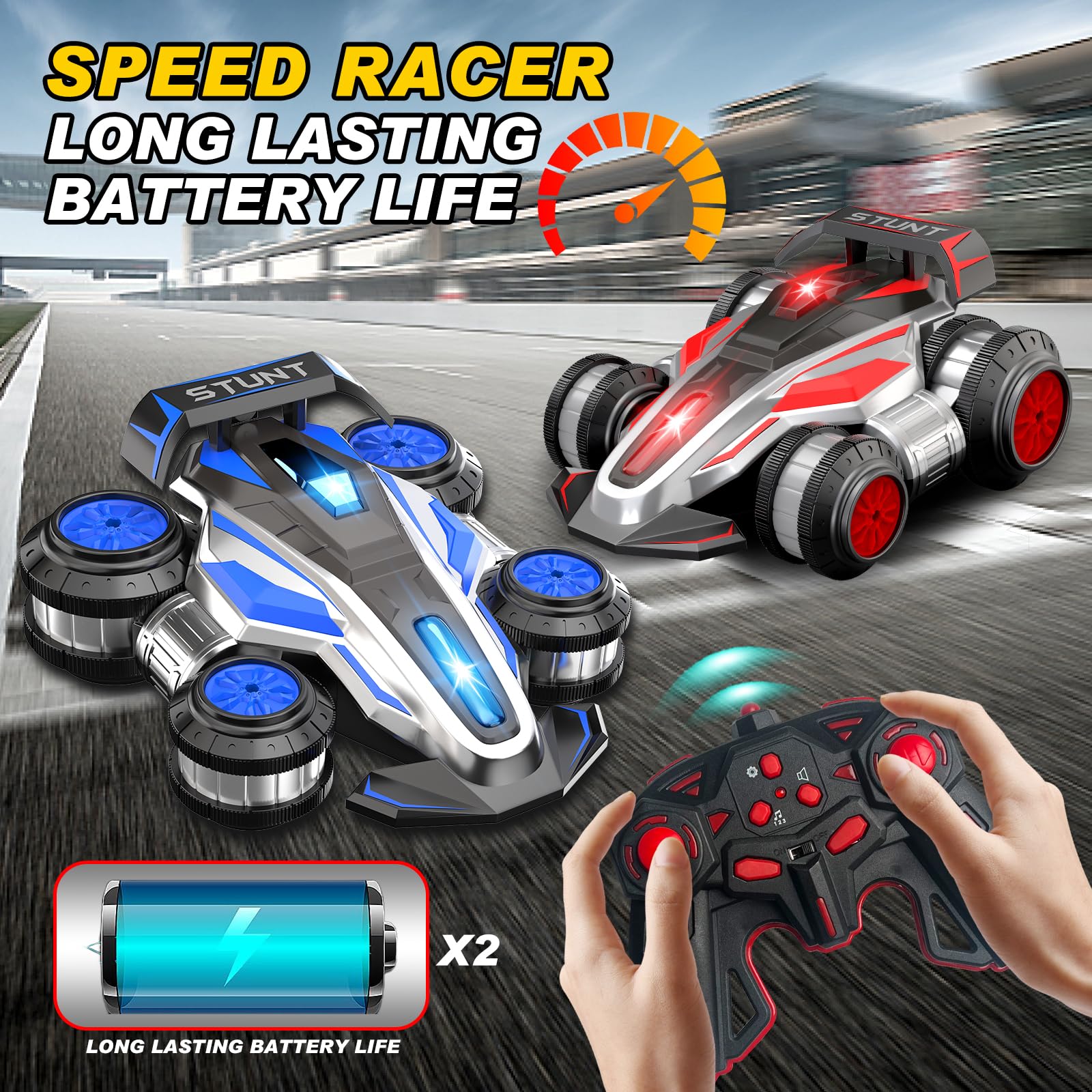 KJWEJOYRC Remote Controlled Drift Stunt Car, Light and Music RC Cars, 360 ° Rotation Suspended Car, 2.4G,4WD Remote Control Cars, Birthday Gift for Boys and Girls Aged 5-13