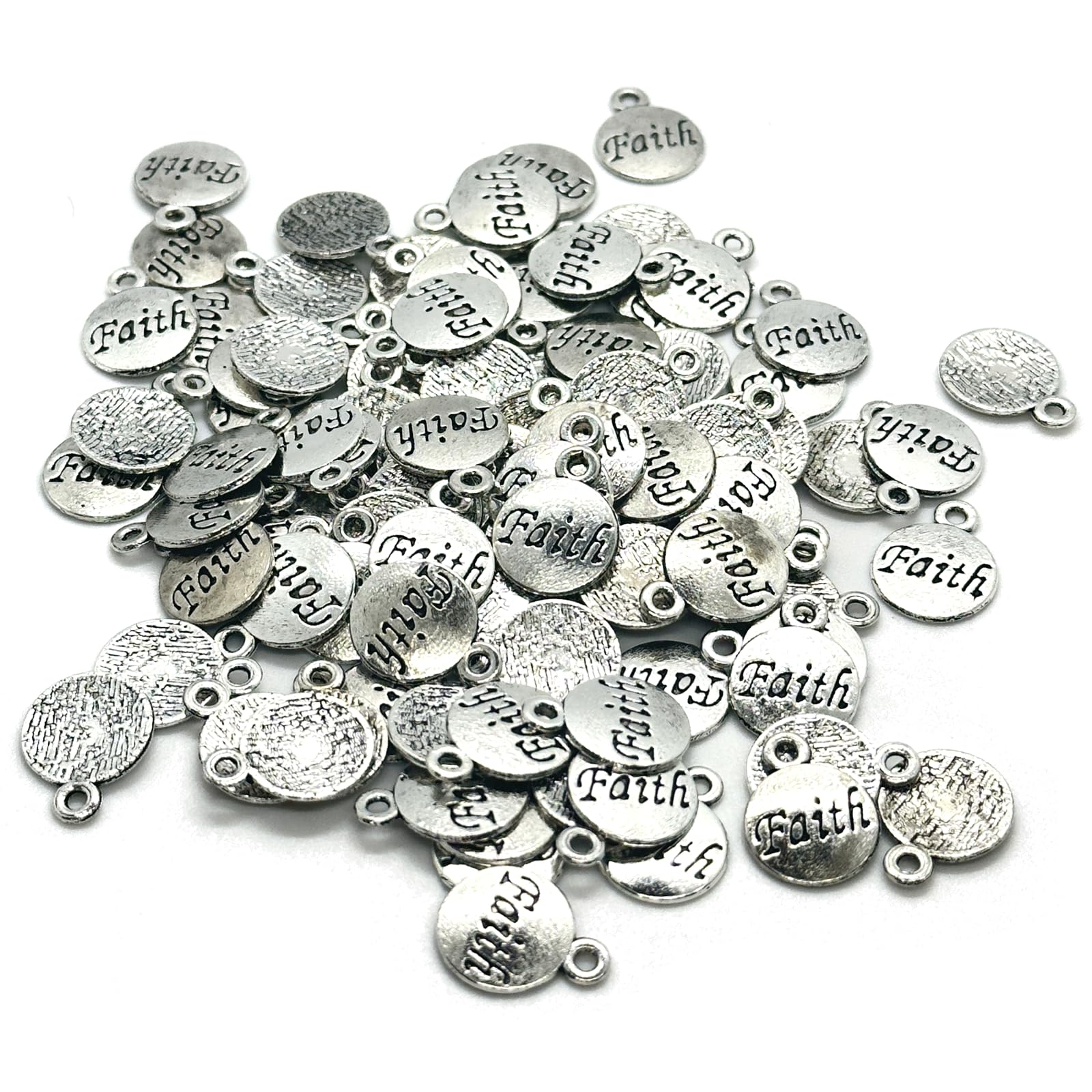 Amazon.com: 100PCS Faith Message Shape Alloy Charms, Antique Silver ...