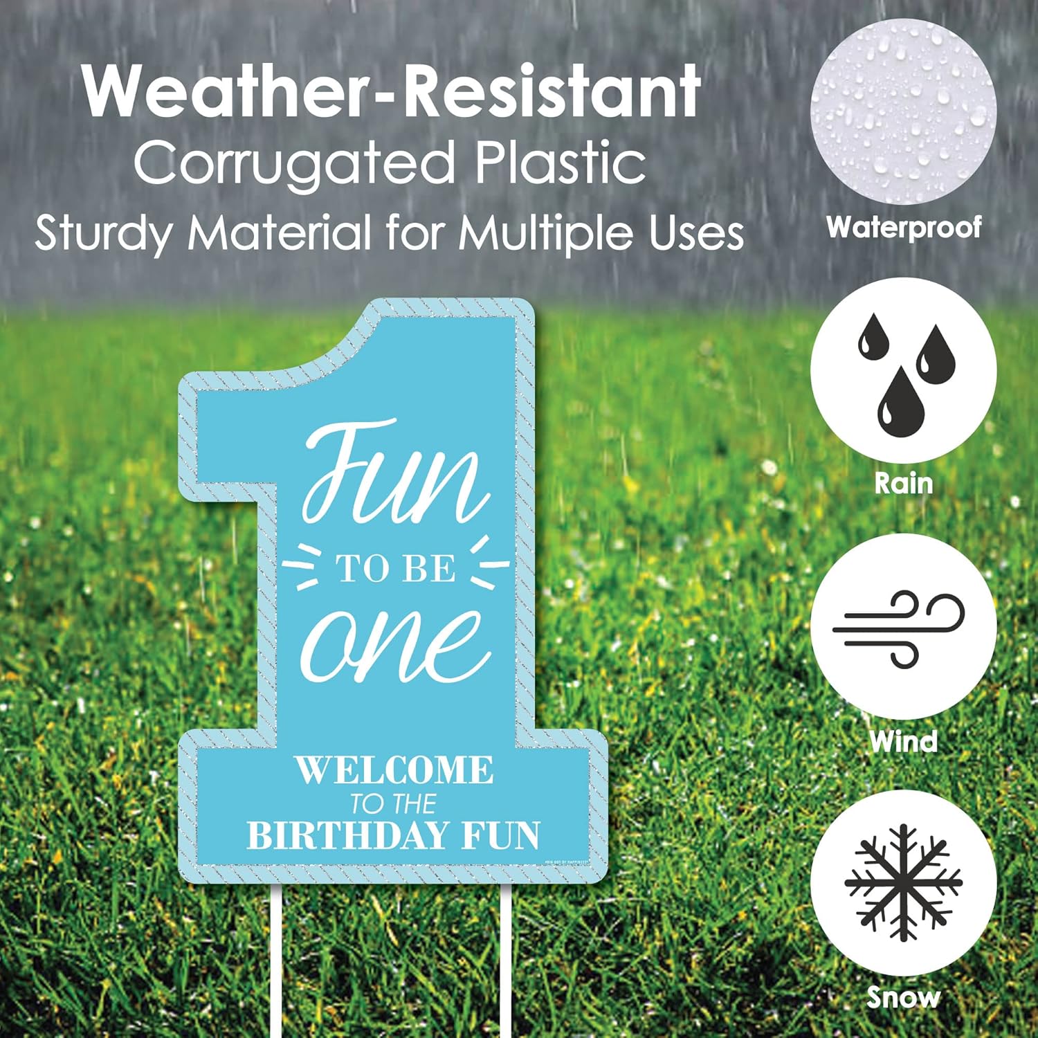 Big Dot of Happiness 1st Birthday Boy - Fun to be One - Party Decorations - First Birthday Party Welcome Yard Sign