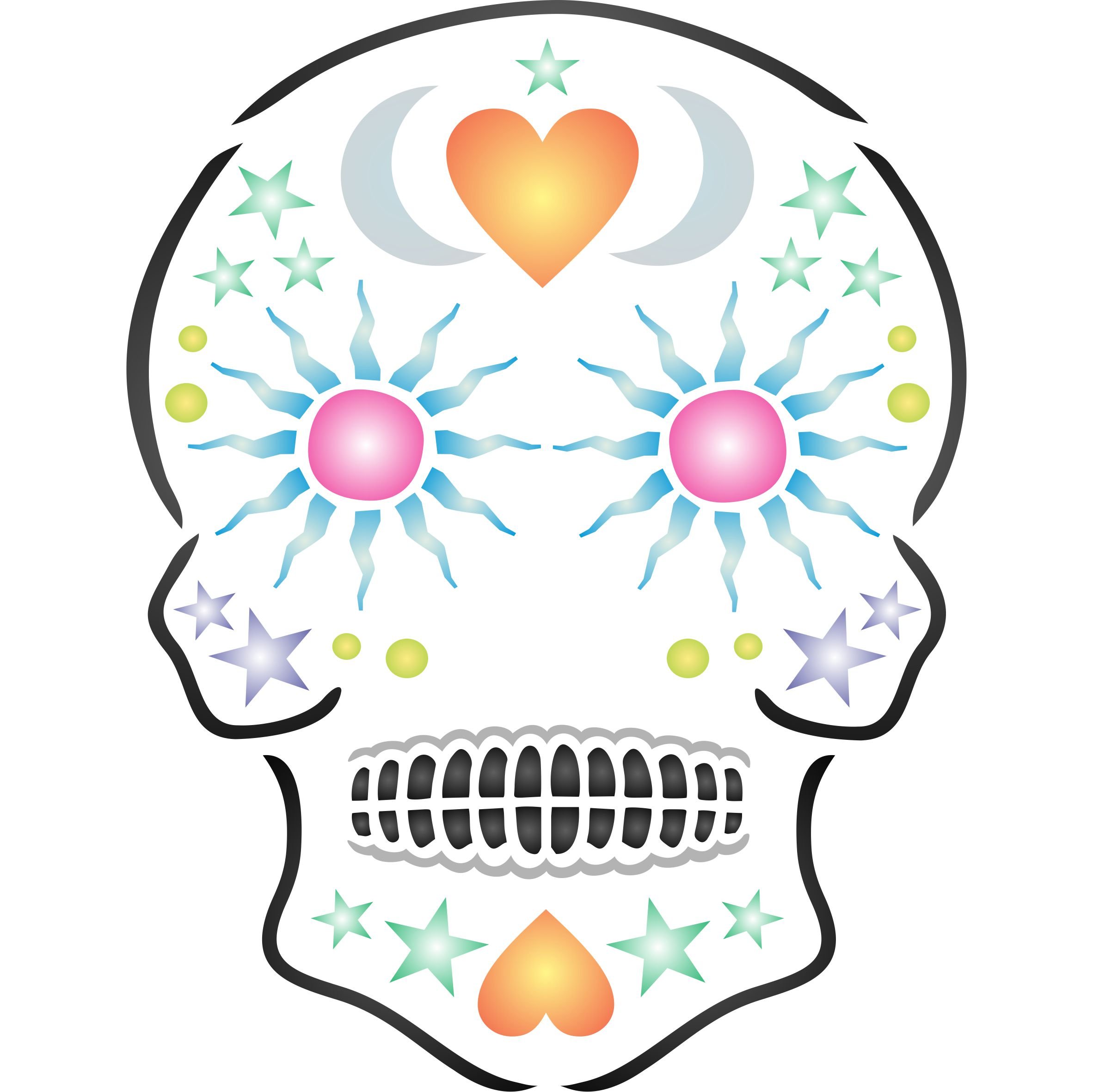 Sugar Skull Stencil - 20 x 26.5cm (L) - Reusable Halloween Day of the Dead Cinco de Mayo Stencils for Painting