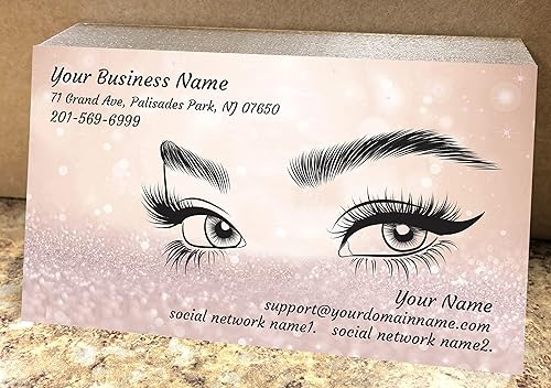 Tarjetas de visita personalizadas, 500 piezas a todo color, para pestañas, uñas y salón de belleza, cubierta de 16 puntos (papel de 129 libras,