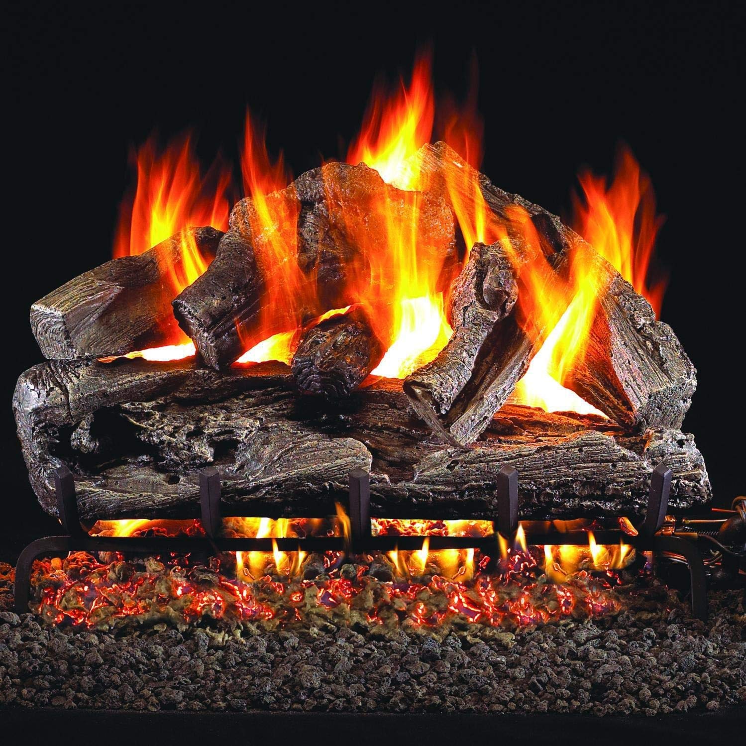 Amazon.com : Peterson Real Fyre 18-Inch Rugged Oak Gas Log Set with Vented  Natural Gas G4 Burner - Match Light : Patio, Lawn u0026 Garden