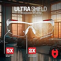 Vista 4 de NoCry Gafas de seguridad transparentes para hombres y mujeres con lentes envolventes antivaho y resistentes a los arañazos, patillas ajustables