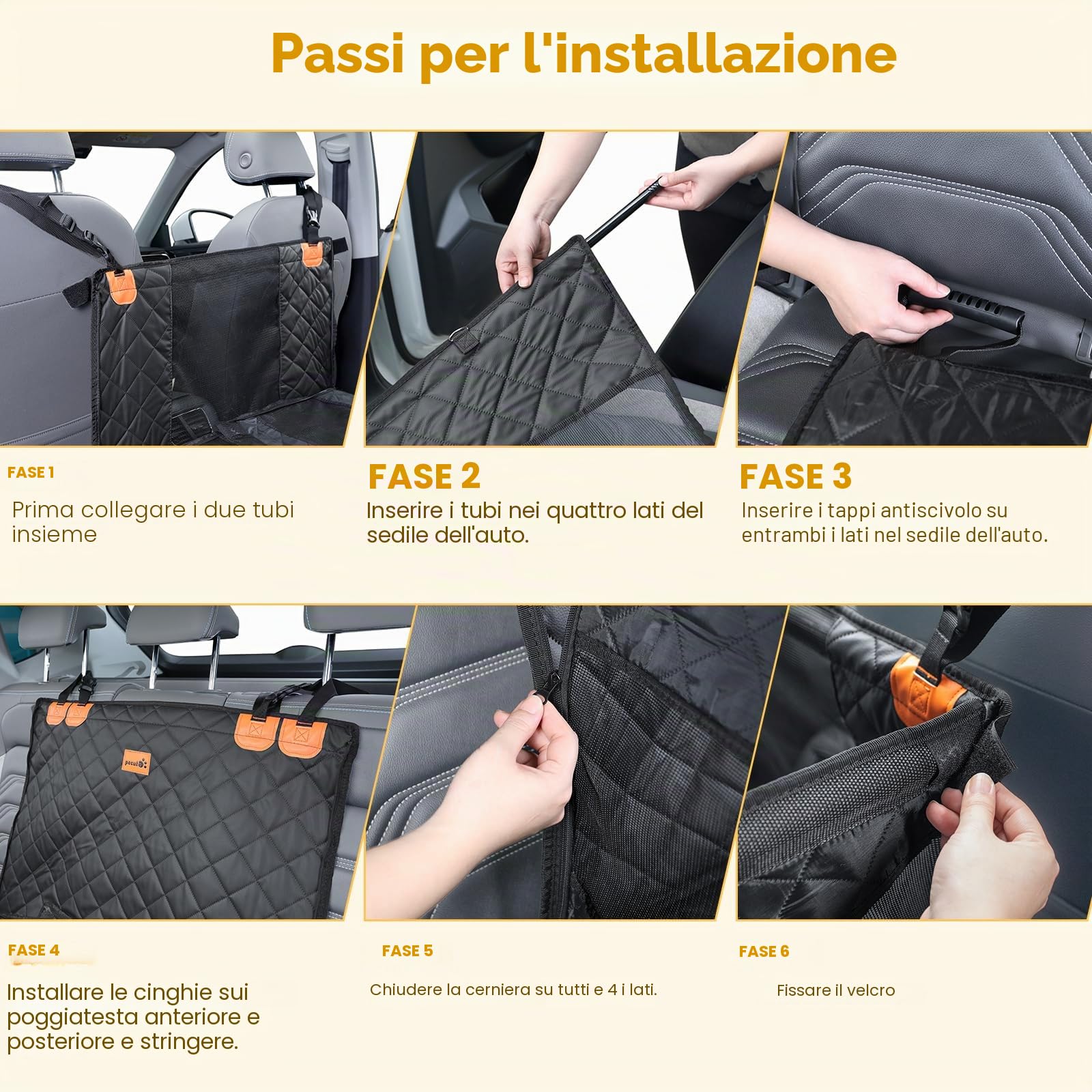 Pecute Pelle del Divano Seggiolino Auto per Cani Grandi, con Fondo Rigido