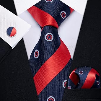 YourTies 4PC Men Ties Pack Silk Multi Pack Pocket Square Cufflinks Formal
