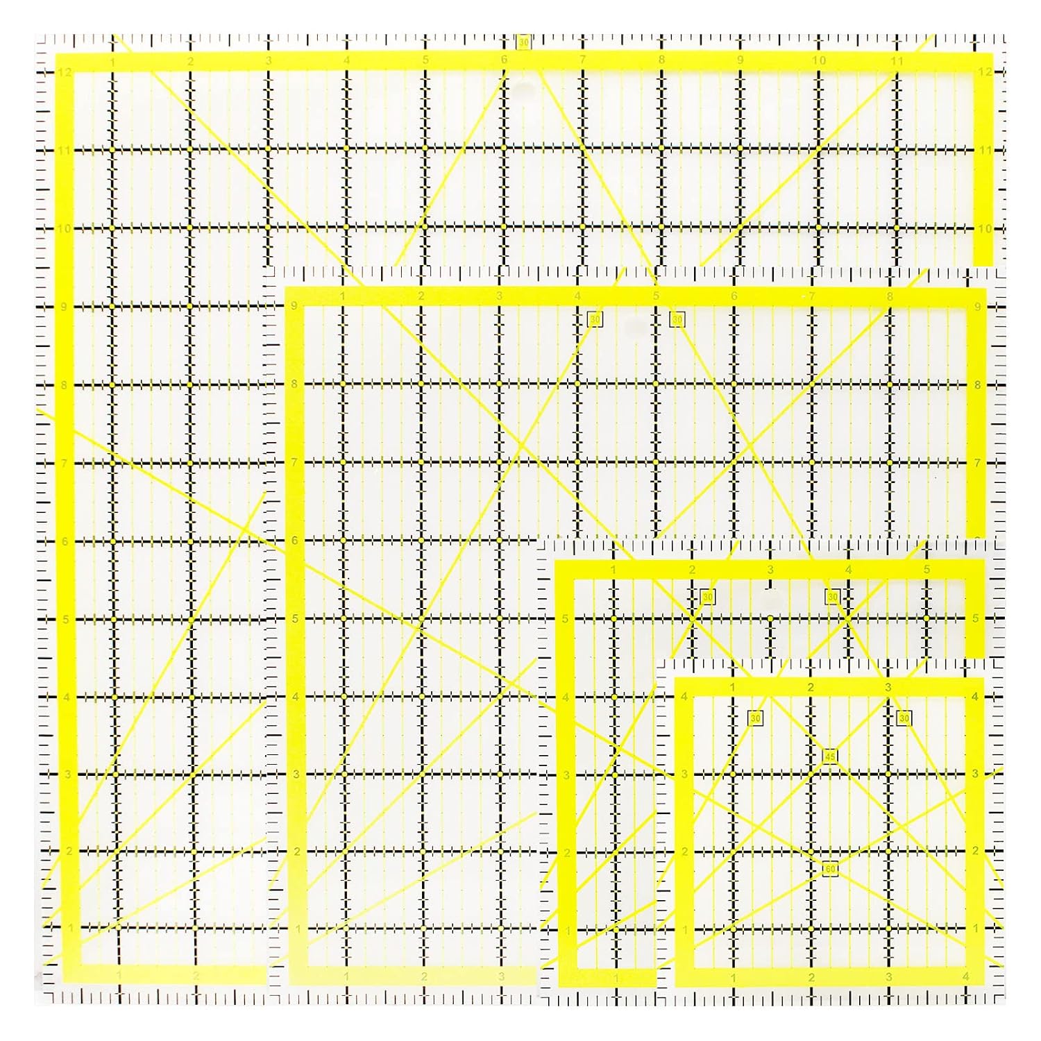 4 Pcs Quilting Ruler Set, (4.5"X4.5")(6"X6)(9.5"X9.5