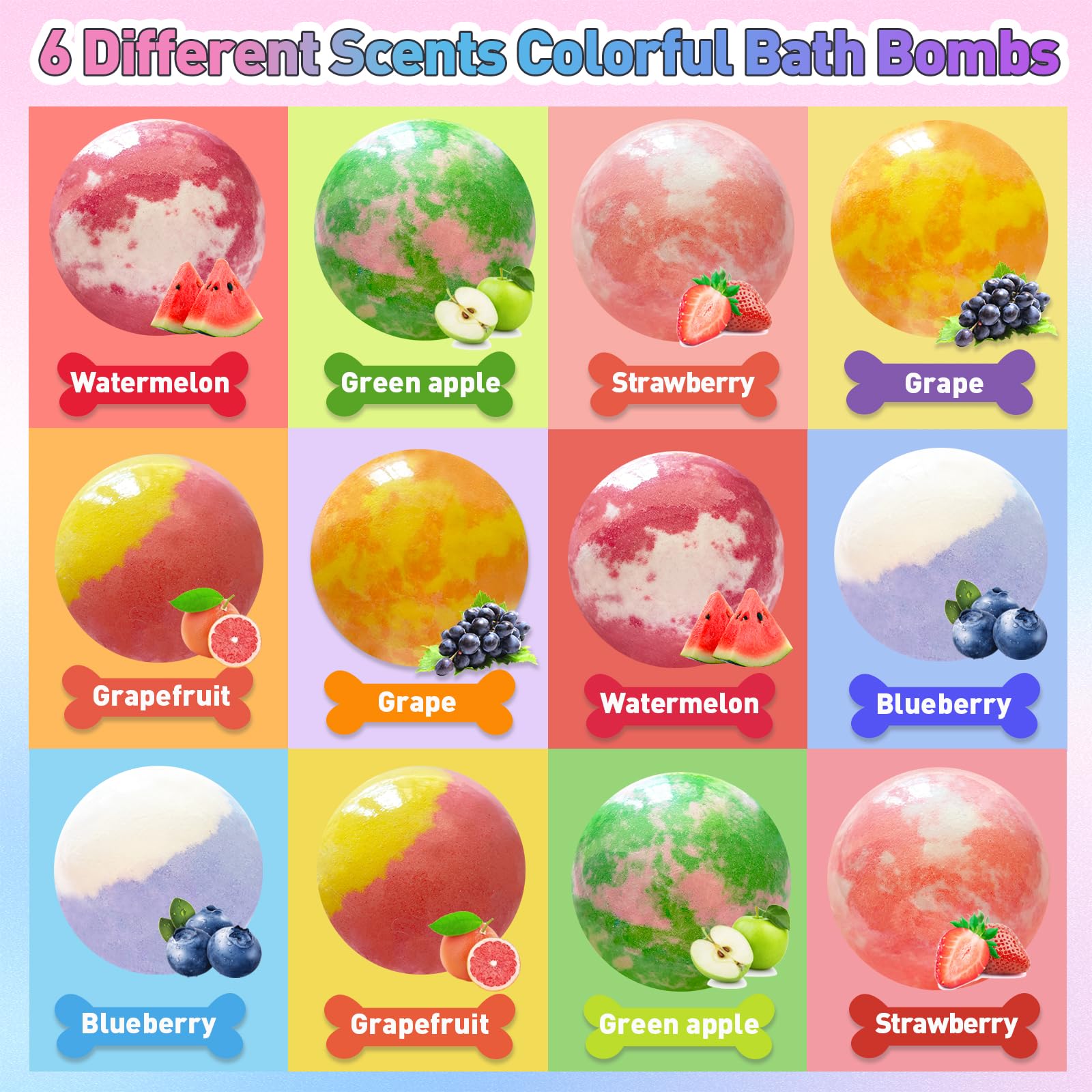 Kids Bath Bombs with Surprise Toys, 12-Pack Shea & Cocoa Butter Set