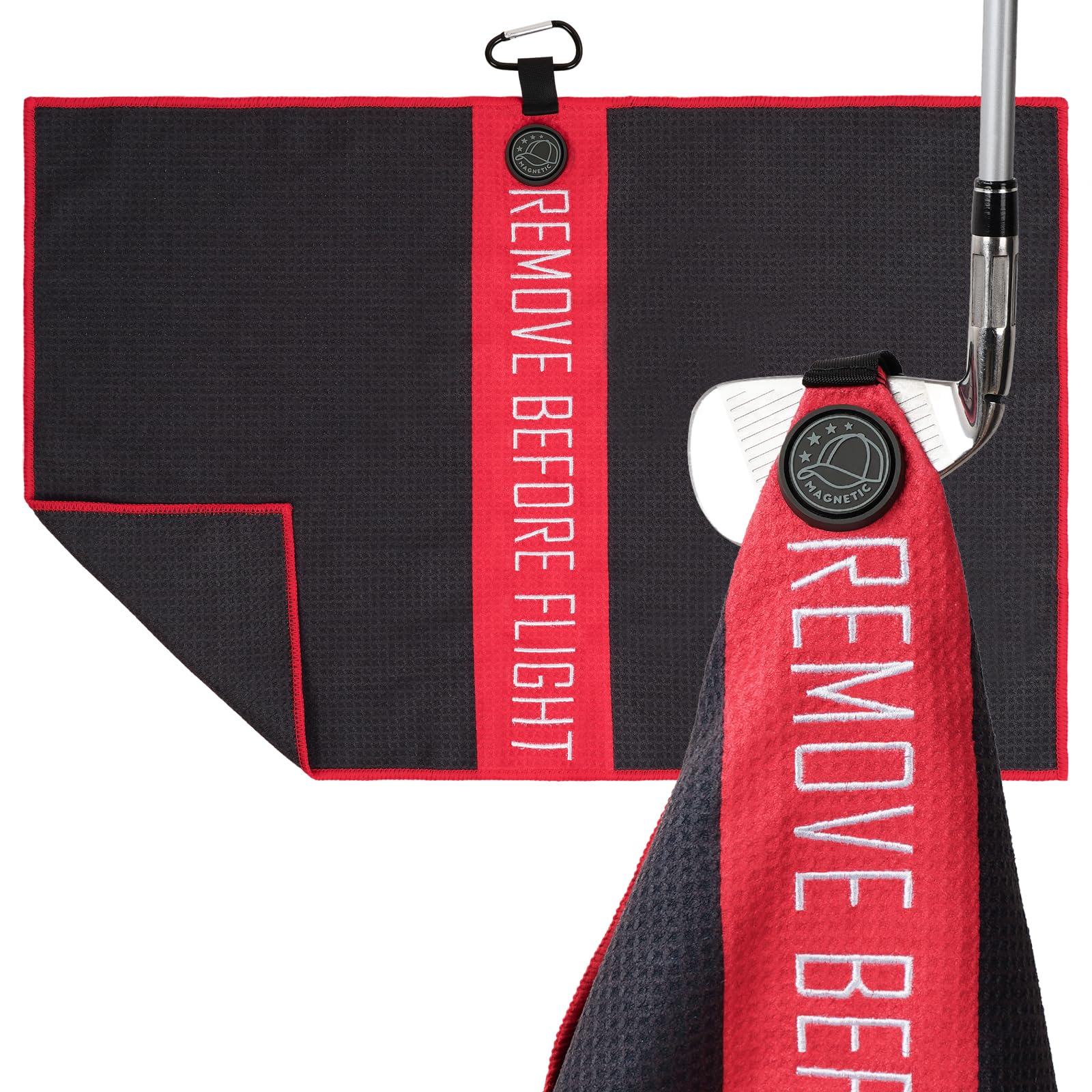 LZFAN Magnetic Golf Towel, Funny Golf Towel Strengthen Magnet with Clip Microfiber Waffle Remove Before Flight Pattern Golf Towels for Golf Bags for Men