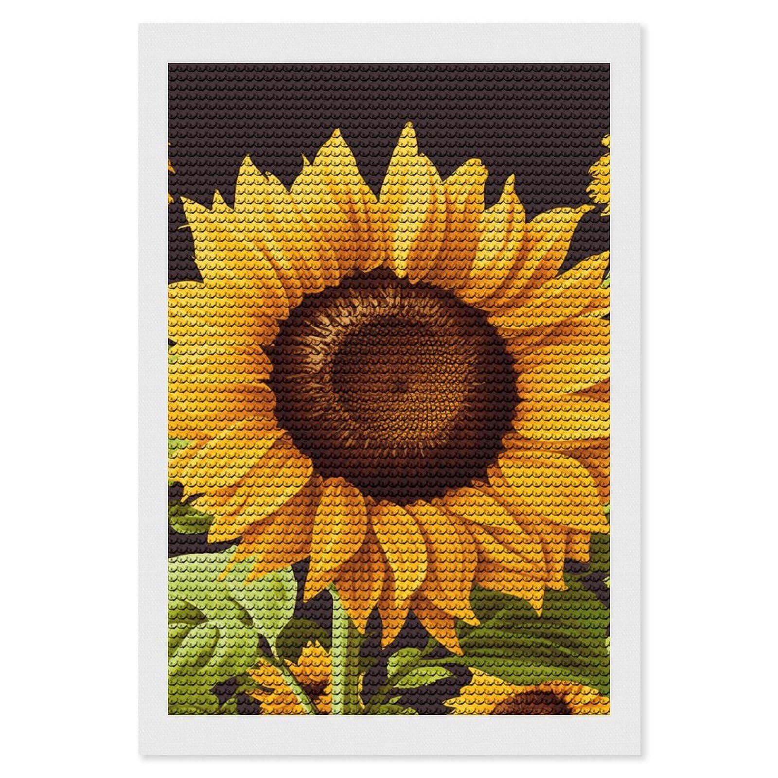 FekiLoot Beautiful Sunflower Diamond Art Kits for Adults, 5D Aurora Diamond Painting Kits for Beginners DIY Full Drill Dots Gem Art Paint Crafts for Home Wall Decor 8"x12"