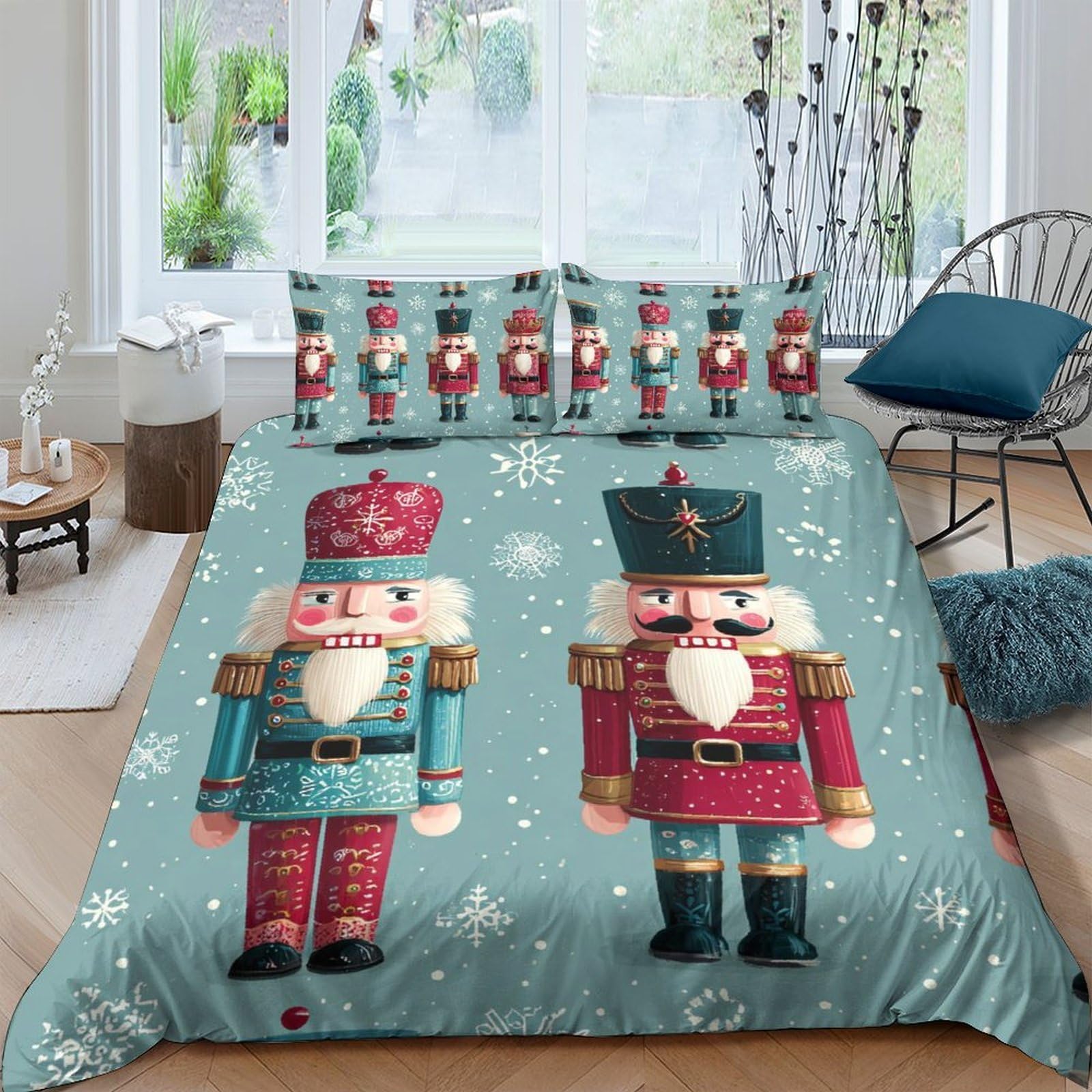 Ctjqhvkz Style-8 3D Printed Nutcracker Toy Fitted Sheet Microfiber Soft Breathable Christmas Soldier Bed Cover For Bedroom Dorm Mattress Protection Single（135X200cm）