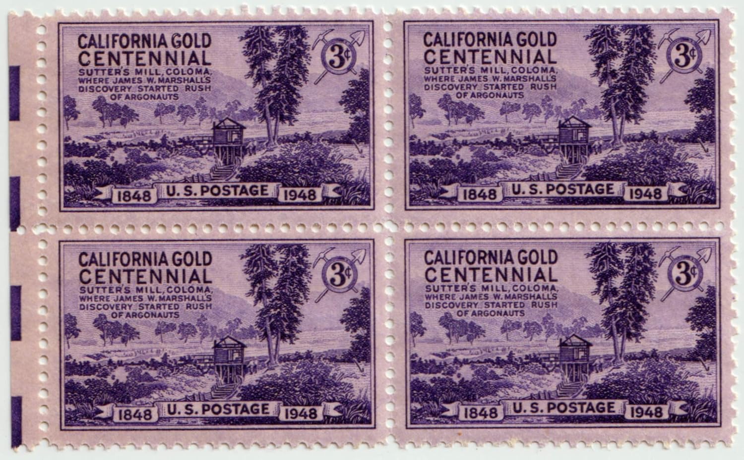 US postage stamps MNH plate block of 4 x 3 cents 1948 3c