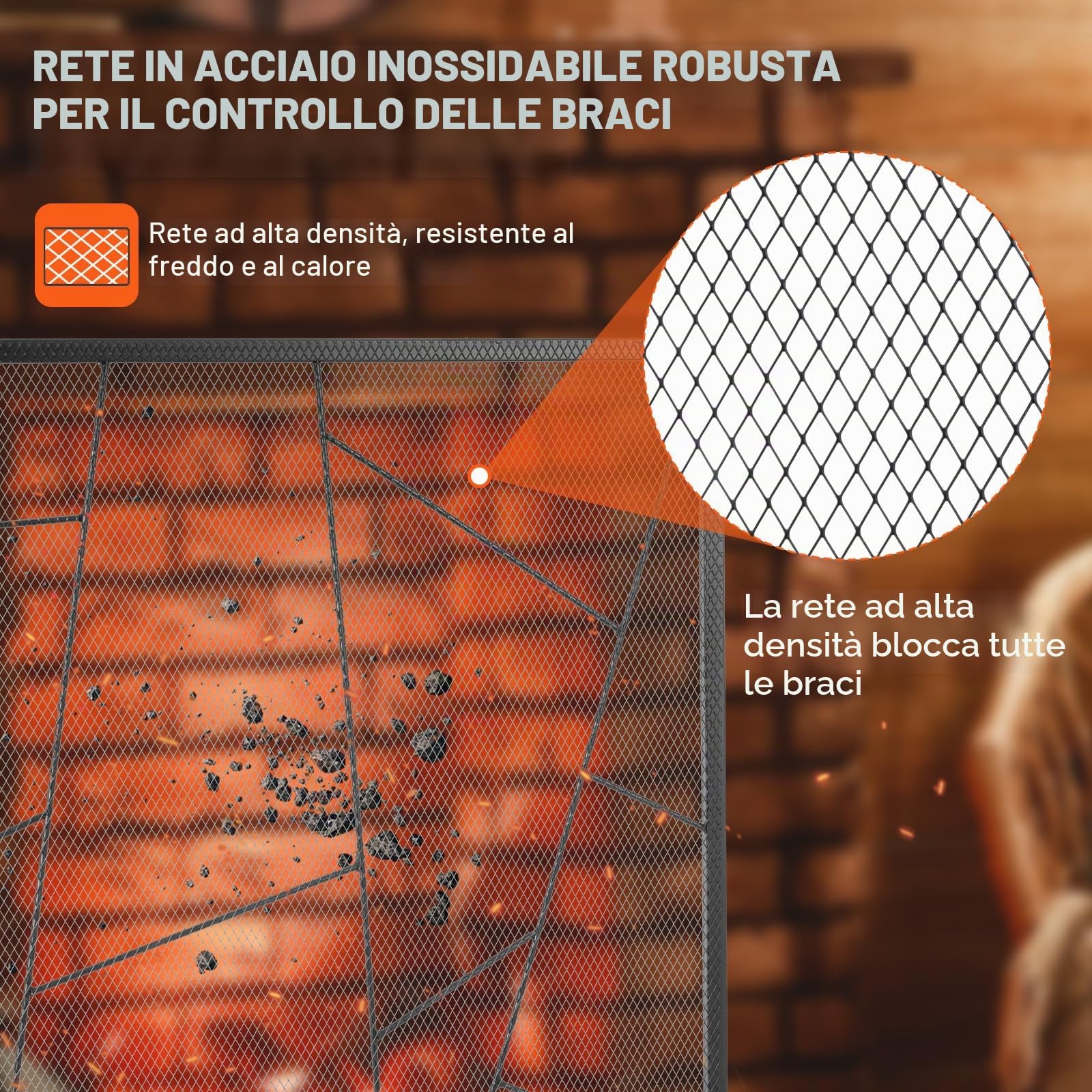 VEVOR Schermo Parascintille Nero per Caminetto 1 Pannello Schermo per Stufa da 90,6x72 cm, Parascintille per Camino Stufa di Soggiorno Decorazione d'Interni, Pannello Parascintille per Camino Stufa