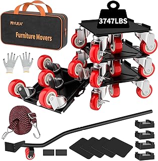 MYUEA【Upgrade Large】 Furniture Dolly,Furniture Movers with 5 Wheels,Carbon Steel Panel Heavy Duty Dolly,Furniture Lifter with 5 360° Rotatable Rubber Universal Wheels,Maximum Load 3747 LBS(Oversize)