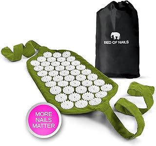 BED OF NAILS Original Acupressure Strap Wrap â€” 1,848 Pressure Points â€” On-the-Go Acupuncture Mat Strap for Back Pain Relief â€” FSA/HSA Eligible, with Carry Bag, 15 x 8â€, Green