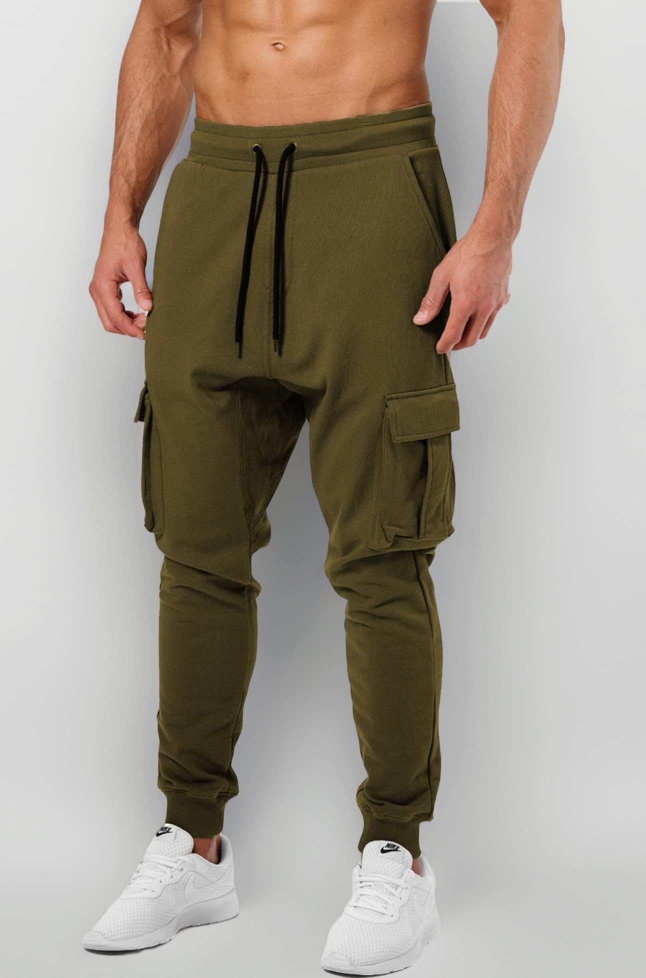 Men's Regular Fit low Rise Cotton Solid Stylish Cargo Track Pants
