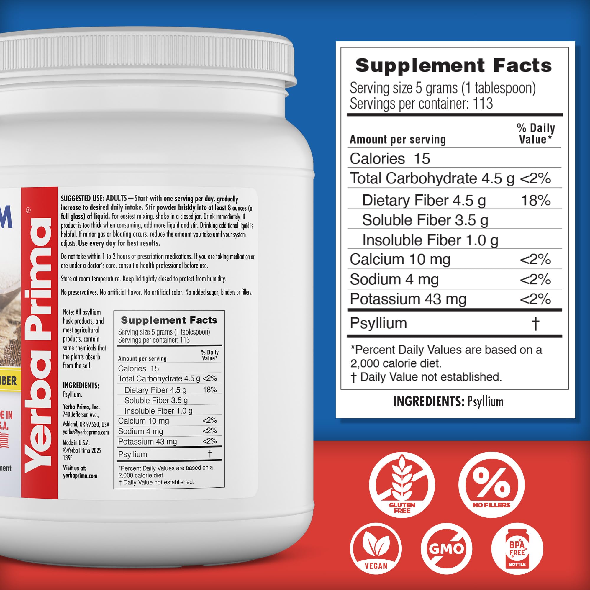 Yerba Prima Psyllium Whole Husks Fiber Supplement 20oz - Colon Cleanse - Gut Health - Vegan Non-GMO Gluten Free — Amazon image 4