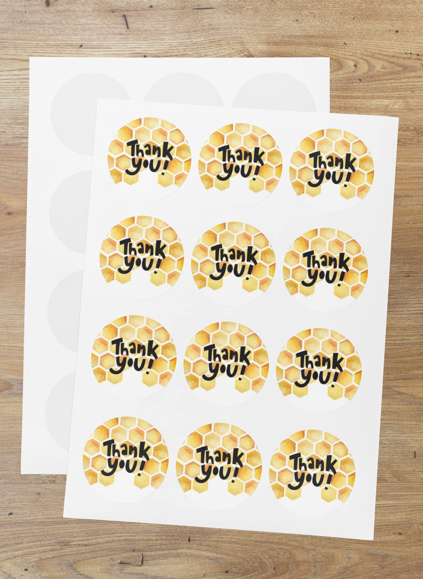 Bumble bee Theme- Thankyou Sticker (6 CM/Sticker/Gold, Black, White/24Pcs)